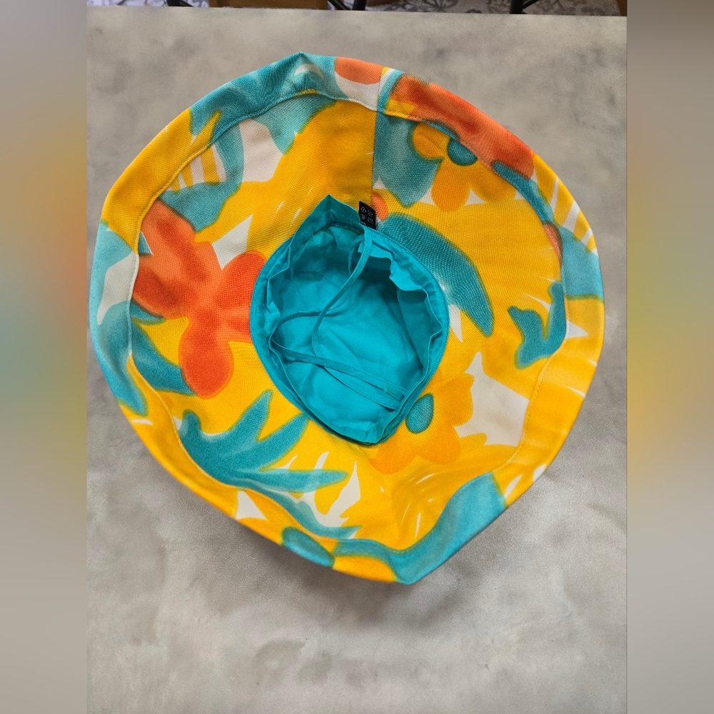 Jim Thompson in Orange/Yellow Vibrant Floral Smet Beach Canvas Hat - Picture 4 of 9